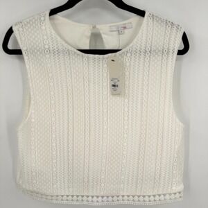 Francesca's Closet Glo Fashion London Top Womens Medium‎ White Cropped Crochet